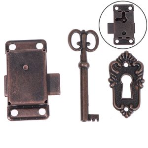 Door Locks Antique Iron Door Lock Drawer Jewelry Wood Box Cabinet Wardrobe Cupboard Door Lock Key Furniture Hardware 230923