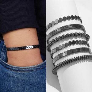 Charm armband kreativ kärlek platt pärla stickad armband handgjorda hjärtform justerbar storlek hematit smycken kreativitet