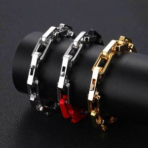Designer 9mm Stainless Square Locking Bamboo Chain Titanium Steel Tide Personalized Men's and Women's Bracelets Jewelry