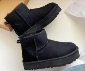 Moda feminina bota de neve de fundo grosso para 5854 botas de plataforma inverno camurça lã senhoras pele quente tornozelo bootes