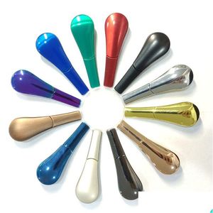 Rökande rör 2st Retail Magnetic Metal Spoon Herb Läckbar rengöring Portabel Pocket Handrör Regnbågen 9 Färger Drop Delivery Hom DHY8R