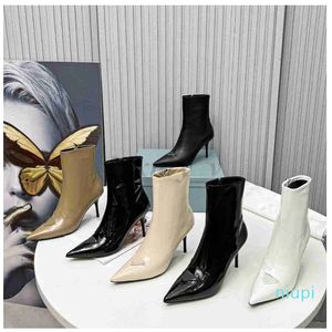 Designer Ankle Boot High Thin Thin Heels Patent Leather Boasties Pointed Toes Stilettos Fashion Sexy