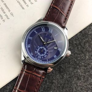 Moda Erkekler Lüks Erkekler İzler En İyi Marka 40mm Küçük Diyal İşler Deri Kayış Paslanmaz Çelik Bant Bilek Swatches Man Hediye226b