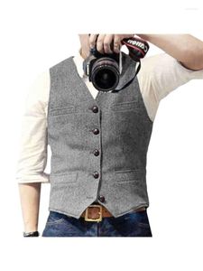 Gilet da uomo Plus Size Solid Sui Tvest Quattro stagioni Casual ispessito con scollo a V Multi tasca Gilet da lavoro Gilet da sposa da damigella d'onore