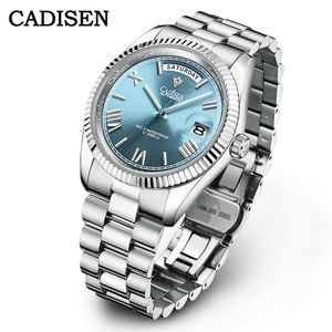 腕時計Cadisen C8185 Ice-Blue Dial Sapphire Glass Watches Men Japan Miyota-8285 Movt Mens Watch Mechanical Automatic Diver Watch Clock230922