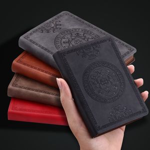 Blocos de notas 1 PCS A6 Criativo Portátil Vintage Padrão PU Couro Notebook Diário Notepad Papelaria Presente para Estudantes Professores Journaling 230923