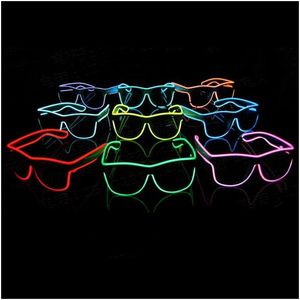 Paski LED Party DJ jasne okulary Stripy 50 150pcs/działka podwójna kolor niebieski el szklany drut moda moda neon światła migawka w kształcie blasku Rav dhre6