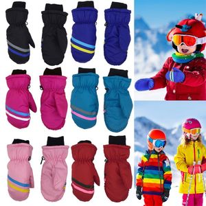 Лыжные перчатки Детские зимние теплые перчатки для снега для мальчиков и девочек, лыжные сноубордические ветрозащитные водонепроницаемые утолщенные теплые зимние перчатки 230922
