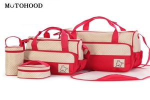 MOTOHOOD 3928517CM 5pcs Baby Diaper Bag Suits For Mom Bottle Holder Mother Mummy Stroller Maternity Nappy Bags Sets 2202229591286