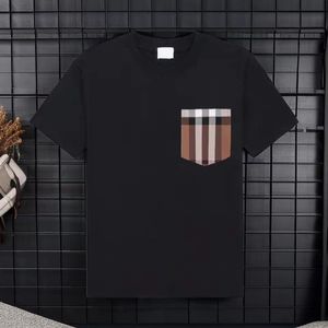Men's designer T-shirt Casual fashion men's and women's black and white pocket plaid short sleeve top s of luxu265V