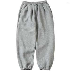 Pantaloni da uomo ispessiti in peluche caldi sportivi per giovani e donne larghi solidi neri grigio chiaro casual in flanella tascabile Harlan