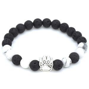 Färger hund charms svart lava sten armband diy eterisk olja diffuser armband yogamycken pärlstrands314y