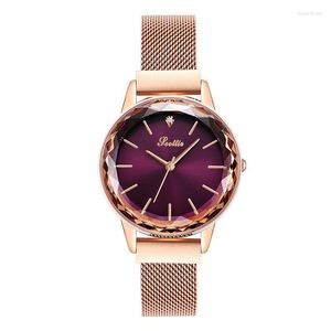 Armbandsur Scottie Brand Casual Women Gift Watch Gold Mesh Rostfritt stål Loop Band Ladies Dress Quartz Relogio Feminino