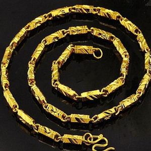 18k guldfyllda herrkvinnans finish Solid Cuban Link Necklace Chain258d