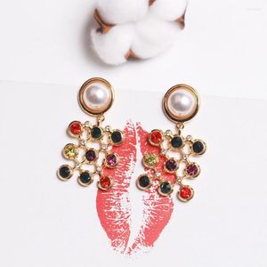 Stud Earrings Christmas Women Honeycomb Mesh Pendant Earring Rhinestones India Earing For Fashion Party Jewelry Gifts Wholesale