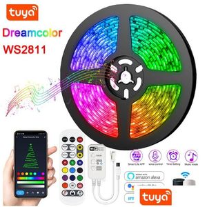 Paski LED WS2811 RGB Strip RGBIC Festoon Tape Light 12V Lampa Dreamcolor Werred/Bluetooth/WiFi Control z Alexa na wystrój pokoju Dro Dhksj