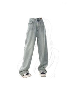Kadınlar Kot pantolon Vintage 2000'ler Y2K 90S Estetik Büyük Boy Denim Pantolon Kore Yüksek Bel Geniş Bacak Kovboy Pantolon 2023 Giysiler