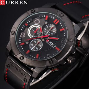 Curren New Men Watch Fashion Casual Chronograph Quartz zegarek na rękę skórzany pasek