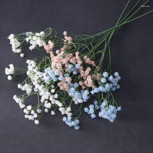 Dekorativa blommor konstgjorda plast Gypsophila gren Restaurang Dekor Simulering Flower Multi Head Pink Babysbreath Fake Green Plant