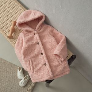 Jackor beqeuewll småbarn vinterjacka fast färg varm hoodie casual plysch kappa med fickor för spädbarn baby flicka pojke fjäder outwear 230922