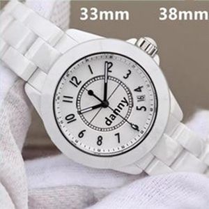 H0968Luxurious Ceramics Designer armbandsur Ladies Diamond Quartz Movement Watch Women 33mm män 38mm vattenbeständiga armbandsur 294p