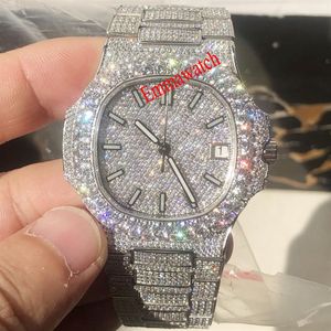 CZ-Diamanten-Uhr für Herren, Iced Out-Uhren, Automatik-Automatikaufzug, Eta-Uhrwerk, Luxusuhr, Saphirglas-Armbanduhren mit Box und p2793