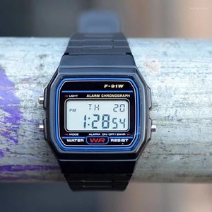 Наручные часы F91W с силиконовым ремешком, мужские часы, светодиодные цифровые квадратные женские часы, винтажные спортивные военные электронные часы на запястье
