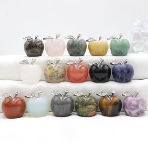 30mm Apple Staty Healing Crystal Home Decoration Gemstone Natural Stone Carved Figurine Room Prydnad Julklapp grossist