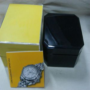 時計用の正方形の黒い木製の箱英語の小冊子カードタグと紙
