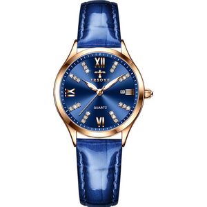 Trsoye marca vinho vermelho dial temperamento relógio feminino pulseira de couro respirável gritante diamante senhoras relógios função luminosa tren240s