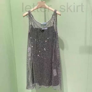 Grundläggande casual klänningar Luxuriouswoman Dress Designer Crystal Strap Fashion Shine Frock Classic Tanks kjolar Summer kjol kvinnor kläder 0e83