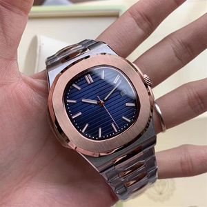 New Style Automatic Movement Men Watch Glass Back Blue Face Sapphire Crystal 316 Stainless Band Watch246n