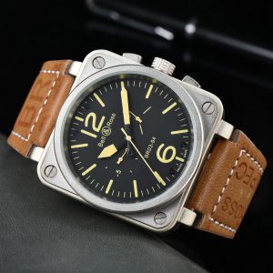 2023 Beller New mens Wristwatches Men Automatic Mechanical Watch Bell Brown Leather Black Ross Rubber Wristwatches Gift #723BR