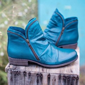 الكاحل 788 ربيع الخريف بو الجلود الحذاء الإناث القصيرة من جلد الغزال السوستة الرجعية الاتجاه النساء العارية الأحذية 230923