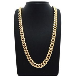 Ny Miami Cuban Link Curb Chain Box Lock 14K Gold Plated 30 Necklace287s