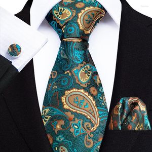 Bow Ties Business krawat dla mężczyzn jedwabny zestaw Paisley krawat luksusowy pasek w kratę mankiety kieszonkowe kieszonkowe formalne przyjęcie weselne Gravata