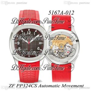 Neue ZF 5167A-012 Singapore 2019 Special Edition 324SC 324CS Automatik-Herrenuhr, Stahlgehäuse, schwarzes Textur-Zifferblatt, rotes Gummi, PTPP Pur287o