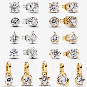 2023 nuovi orecchini in argento 925 di alta qualità per le donne gioielli firmati con ciondoli CZ fai da te adatti orecchini con diamanti coltivati Pandoras Nova Lab placcati in oro 14k con scatola