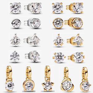 2023 novo 925 brinco de prata de alta qualidade para mulheres designer jóias com encantos CZ DIY fit Pandoras Nova Lab-grown brincos de diamante banhado a ouro 14k com caixa