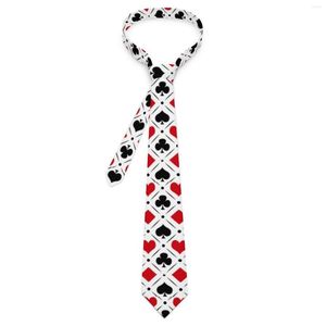Bow Ties Heart Poker Tie Red Black Traste Graphic Seck Elegancki kołnierz dla dorosłych codziennych noszenia przyjęcie na krawat krawat