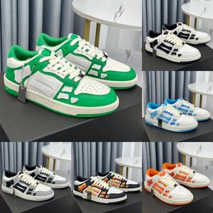 Designers skor läder skelett ben löpare casual skor kvinnor män retro sneakers svart grå vit grön lila orange sport sneaker sko