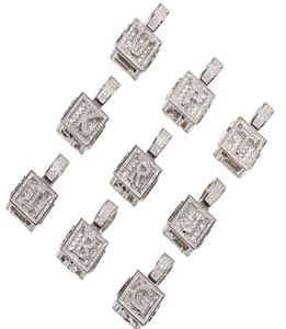 Mens Hip Hop Jewelry Iced Out Initial Letter Necklace Pendant Gold Silver Cube Dice Hiphop Necklaces3156990