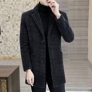Men's Wool Blends Top Casual 2023 Autumn Winter Striped Woolen Coats Thick Warm Cotton Overcoat Jackets Streetwear Business Slim Windbreaker 230922