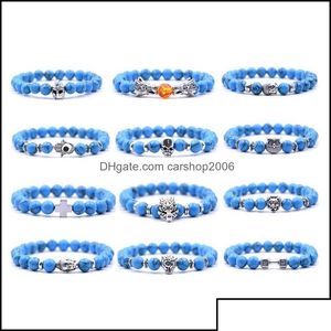 Charme Pulseiras Turquesa Pedra Pulseira Pulseira Palm Dragão Leão Coruja Armadura Barbell Leopardo Buda Skl Cruz Carshop2006 Drop Entregar DHM9I