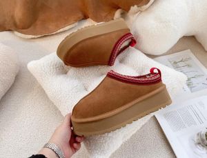 Designer kvinnor män tazz ankel tofflor stövlar plyscha varma varma stövlar riktiga läder kvinnors slip-on bomullsstövlar