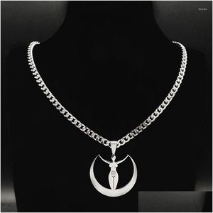 Anhänger Halsketten Mode Edelstahl Damen Halskette Pagan Erde Mutter Göttin Wicca Gothic Kette Schmuck Halloween Geschenk Drop De Dhfbl