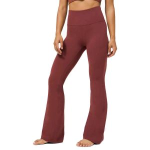 Calças de yoga femininas casuais esportivas com fenda leggings LU-115 cintura alta elástica yoga alinhar roupas perna larga correndo dança calças de fitness