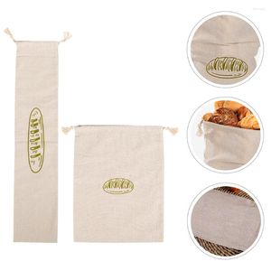 Plates 2 Pcs French Bread Packaging Bags Wrapping Supply Pastry Storage Holders Cloth Toast Pouches