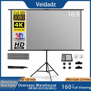 Projection Screens VEIDADZ Projection Screen With Stand Grey Anti-Light 60 84 100 120 inch For Home Theater Outdoor 4K HD Bracket Projector Screen 230923