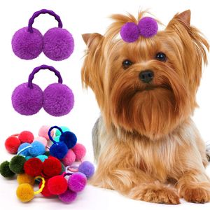 Dog Apparel 2030PCS Fashion Pet Hair Accessories Colourful Plush Ball Shape Pets Grooming Bows Products for Medium Small Cats Supplies 230923